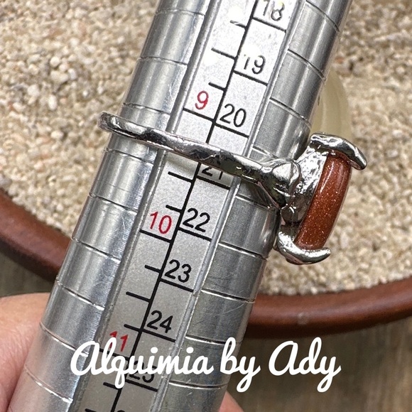 Alquimia Silver and Brown Ring with Oval Gemstone sunstone - Picture 2 of 2